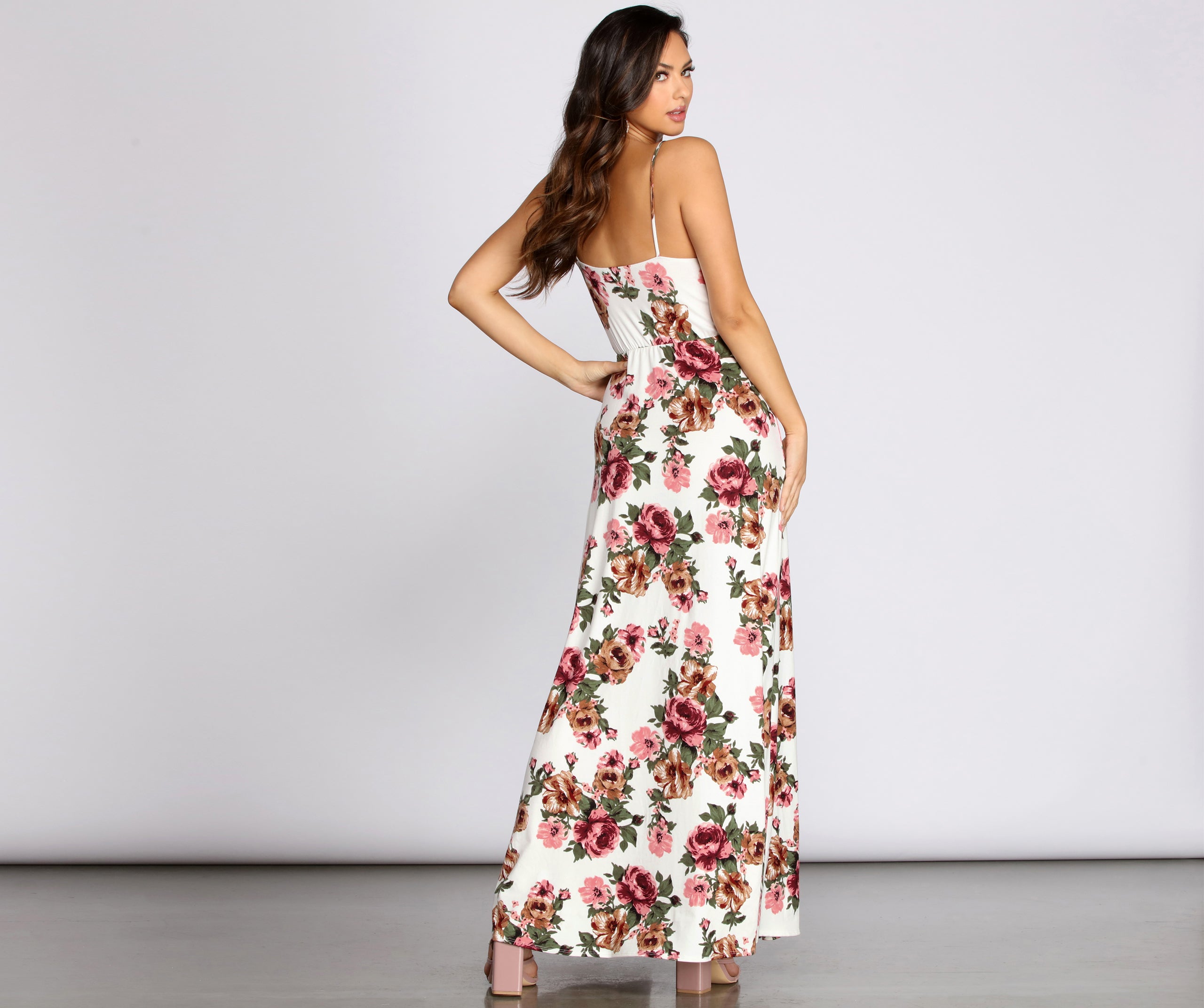 Fab In Floral Brushed Knit Maxi Dress