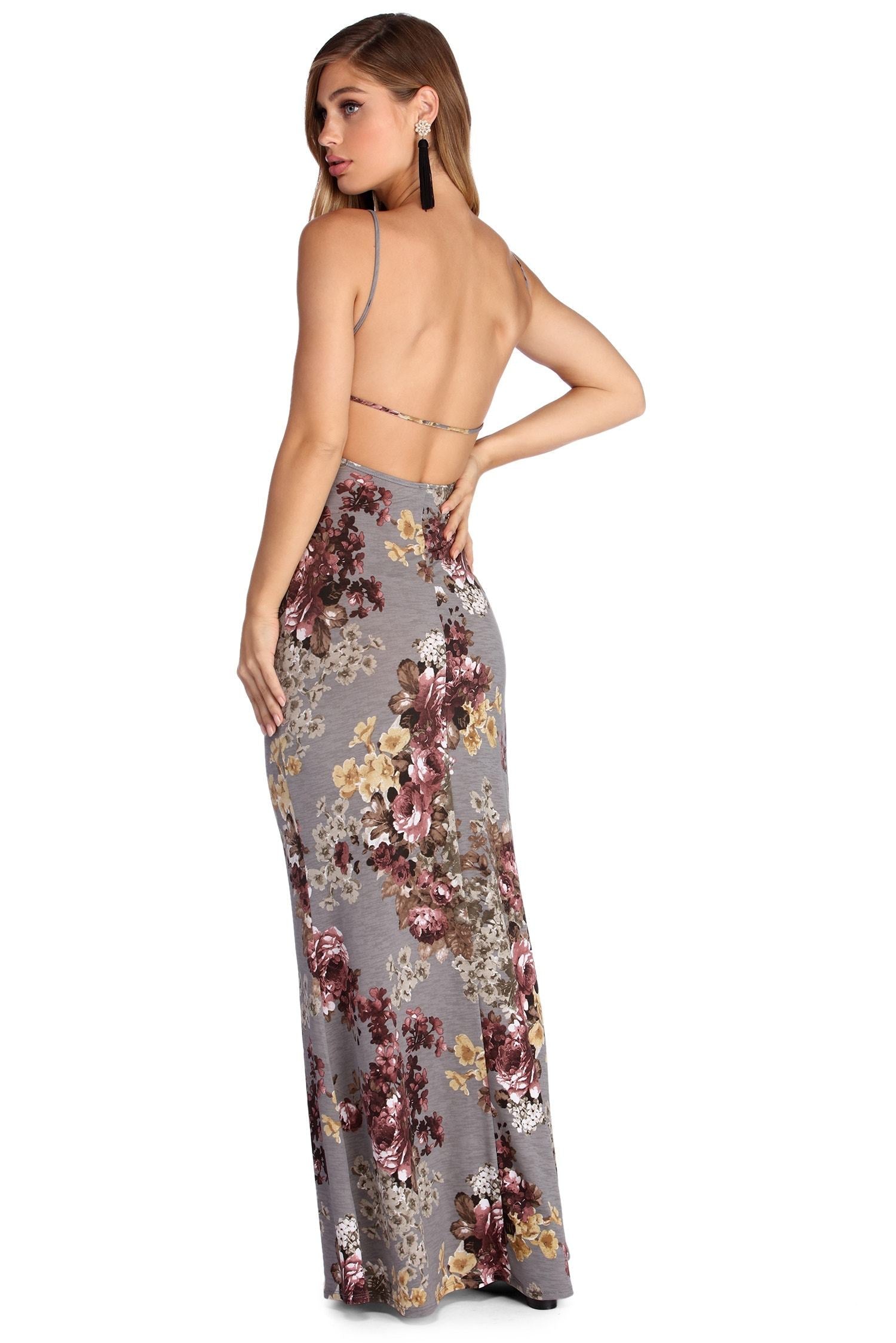 Floral Frenzy Open Back Maxi