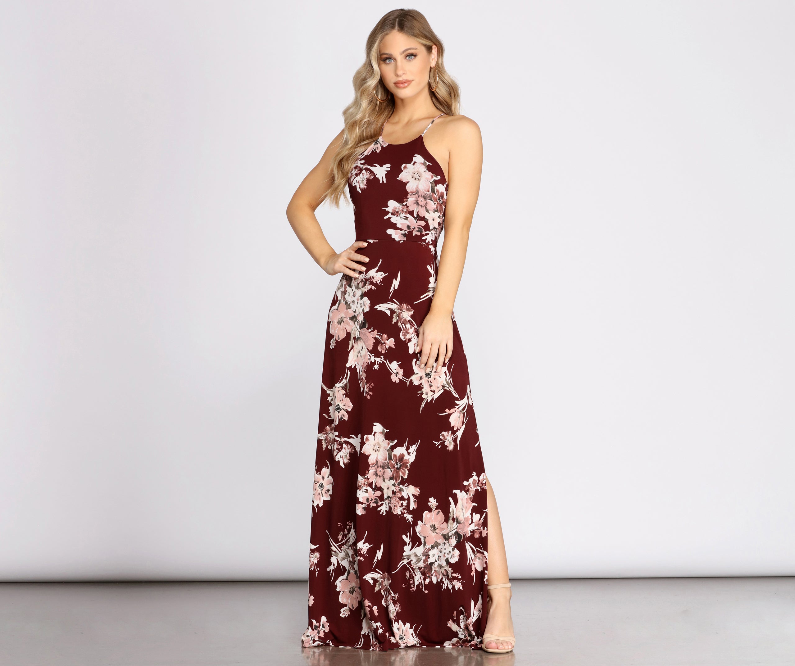 Fine In Florals High Neck Maxi Dress