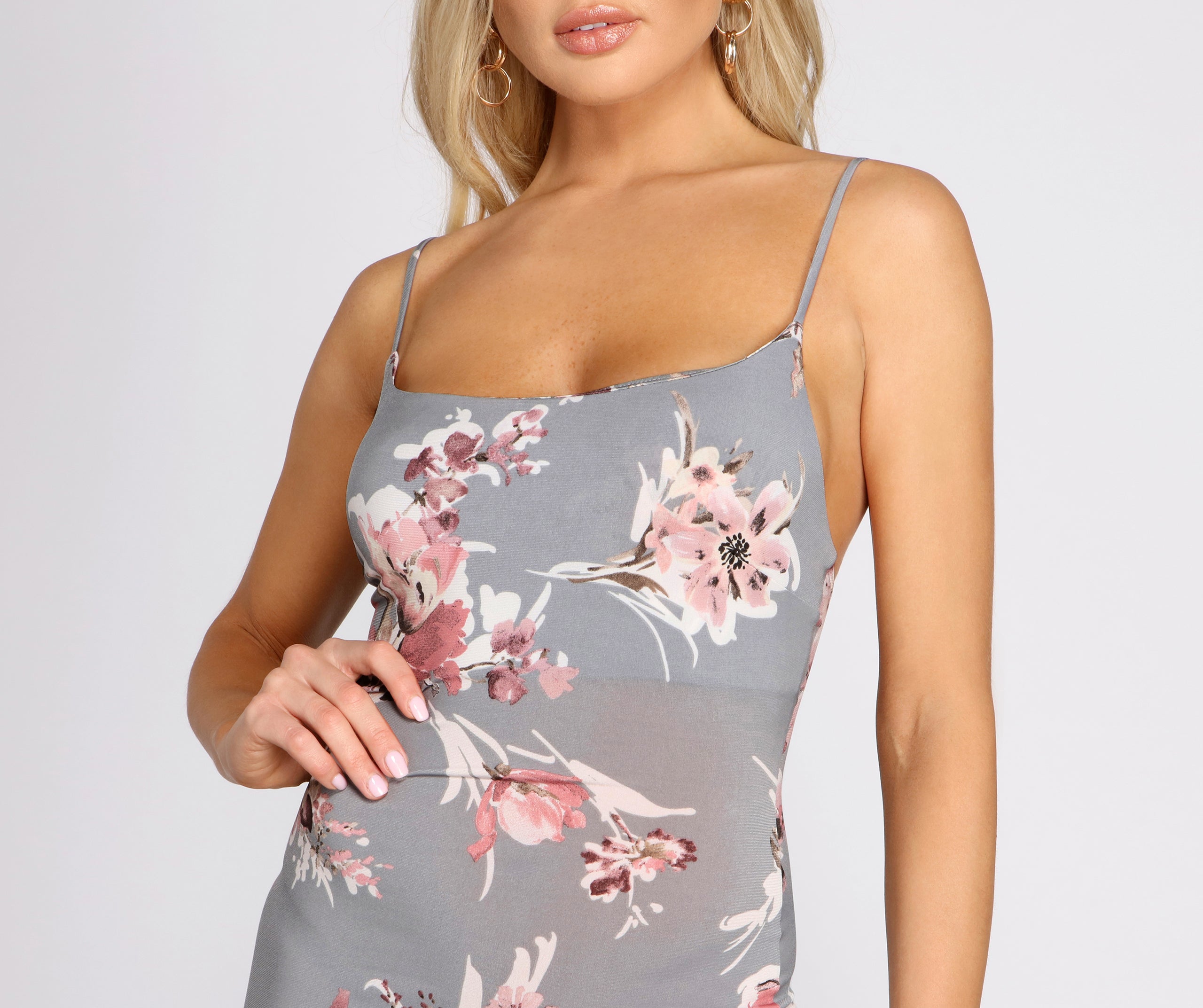 Fresh Blooms Side Slit Maxi Dress