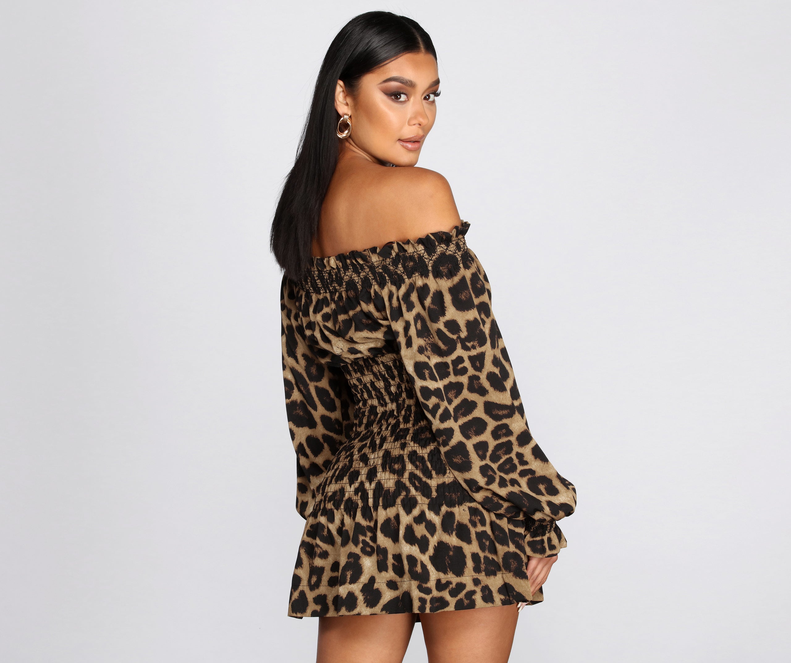 Cool Cat Leopard Off Shoulder Mini Dress