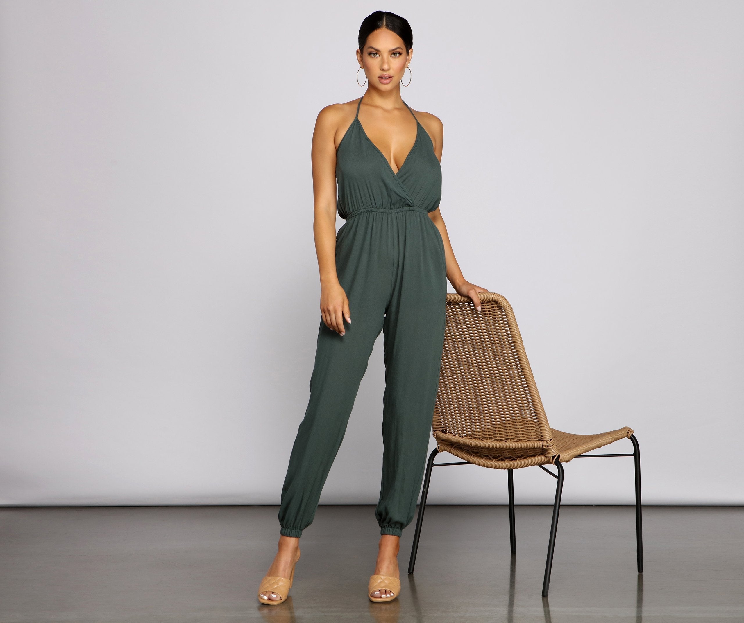 Essential Chic Surplice Gauze Jumpsuit