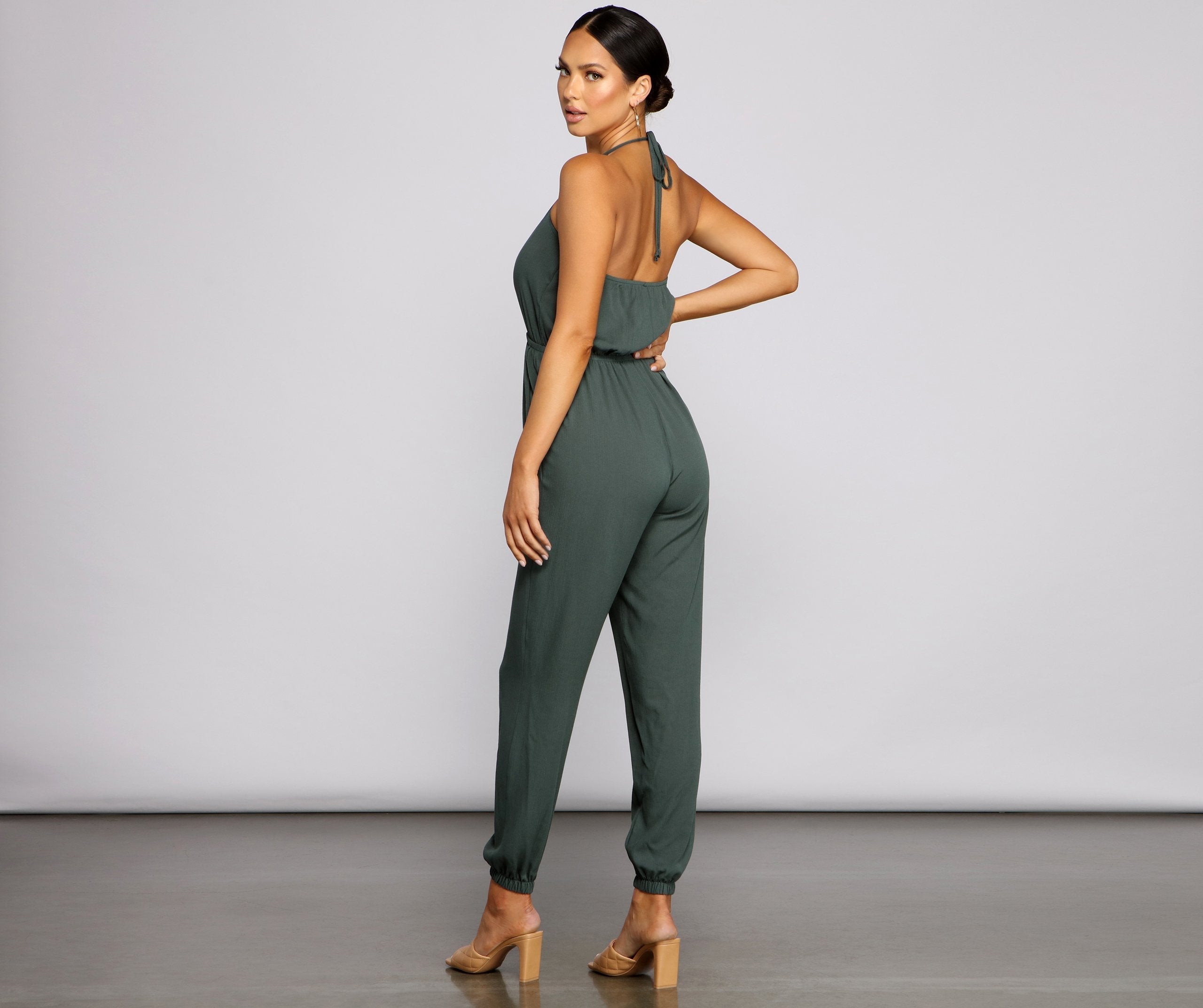 Essential Chic Surplice Gauze Jumpsuit