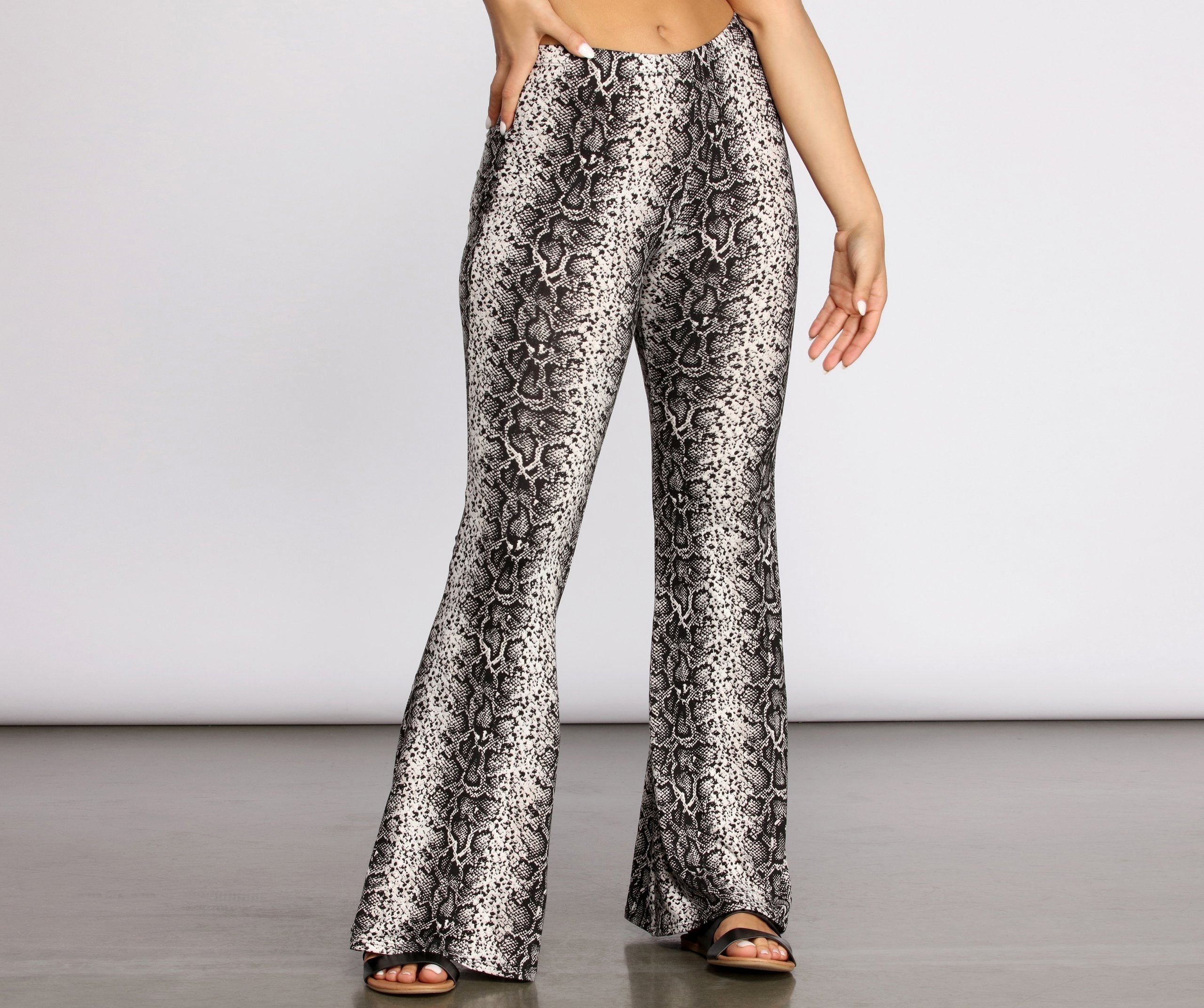 Boho Flair Floral Stripe Flare Pants