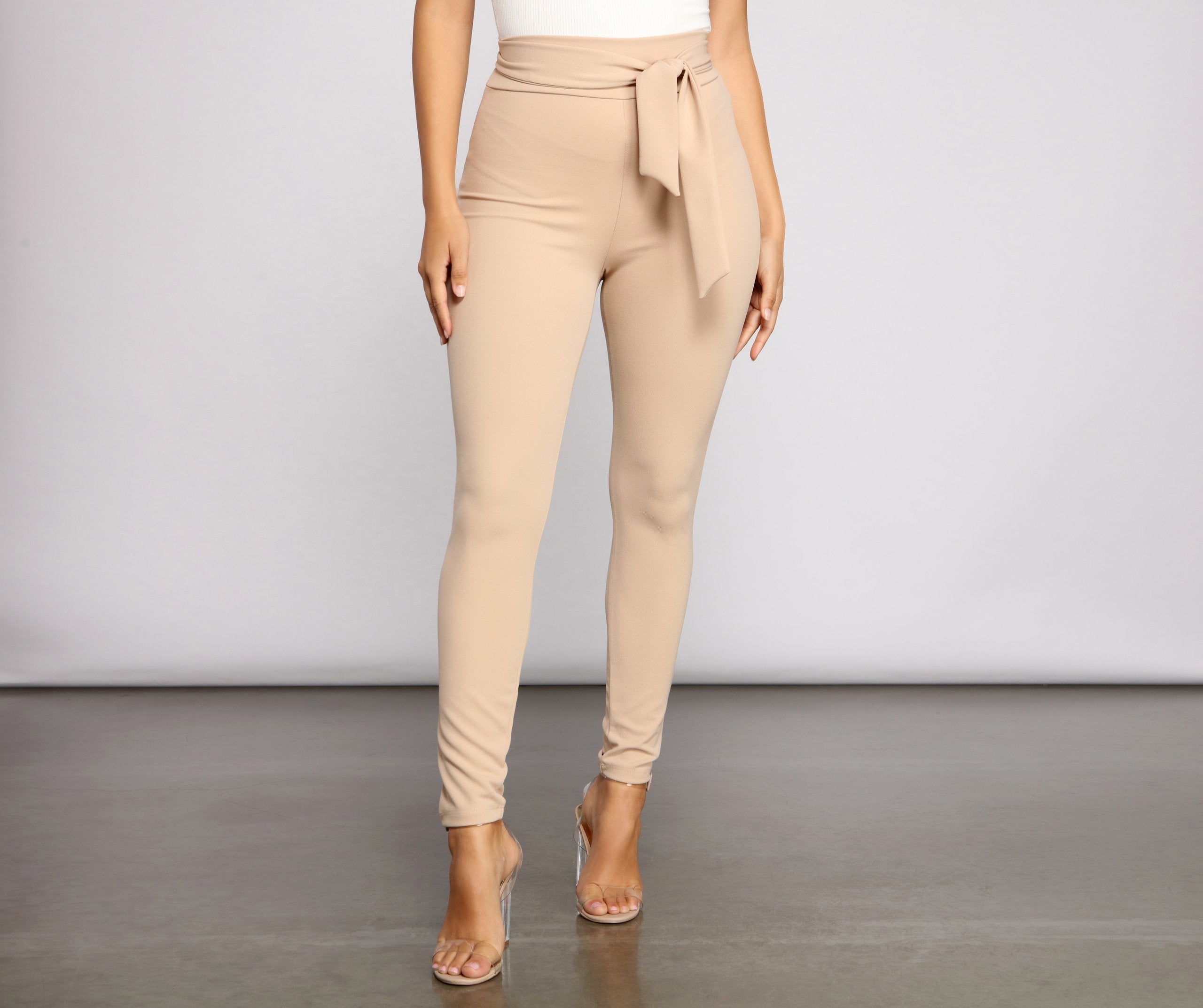 Dressy And Chic Tie-Waist Skinny Pants