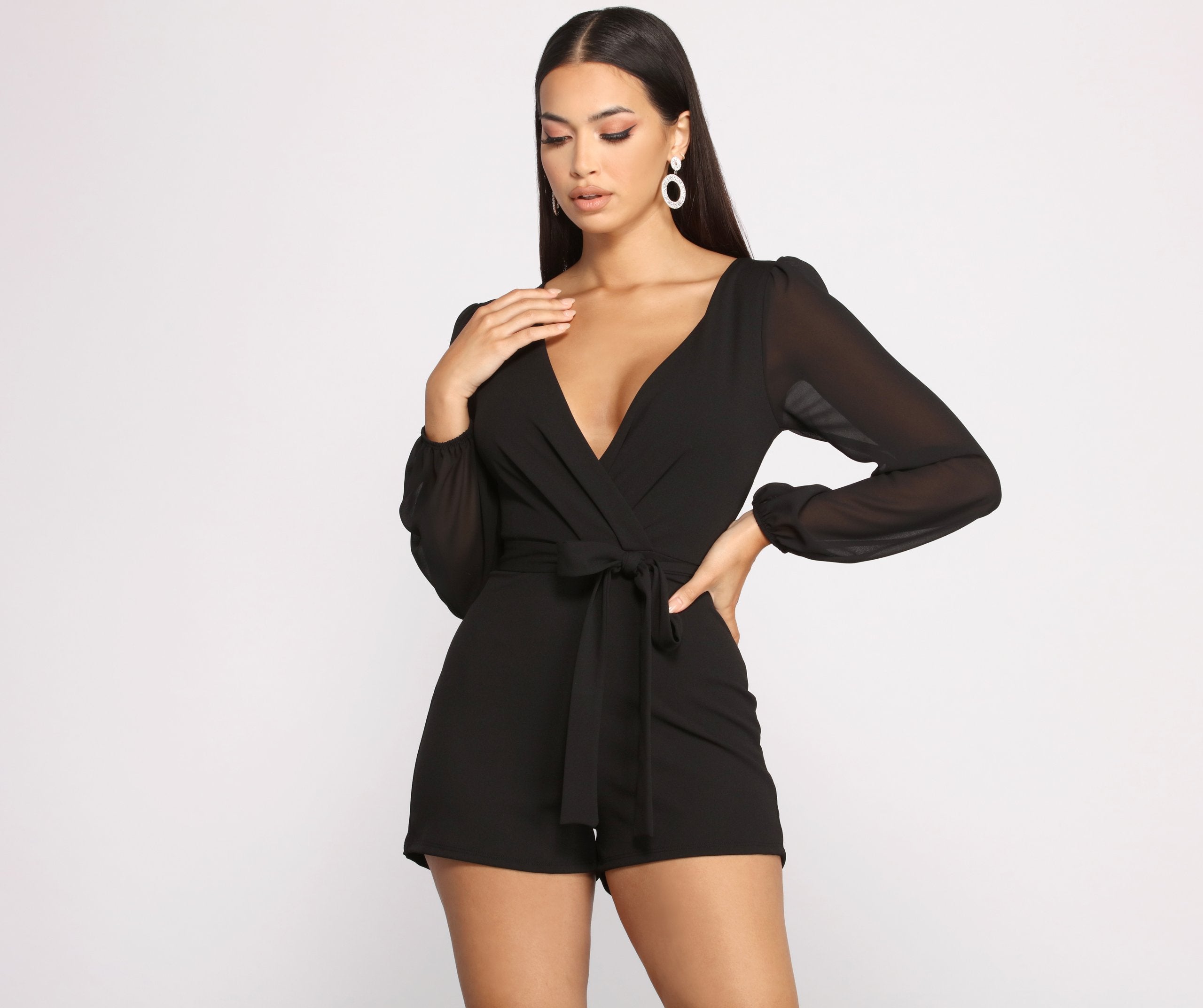 Perfectly Poised Plunging Chiffon Romper