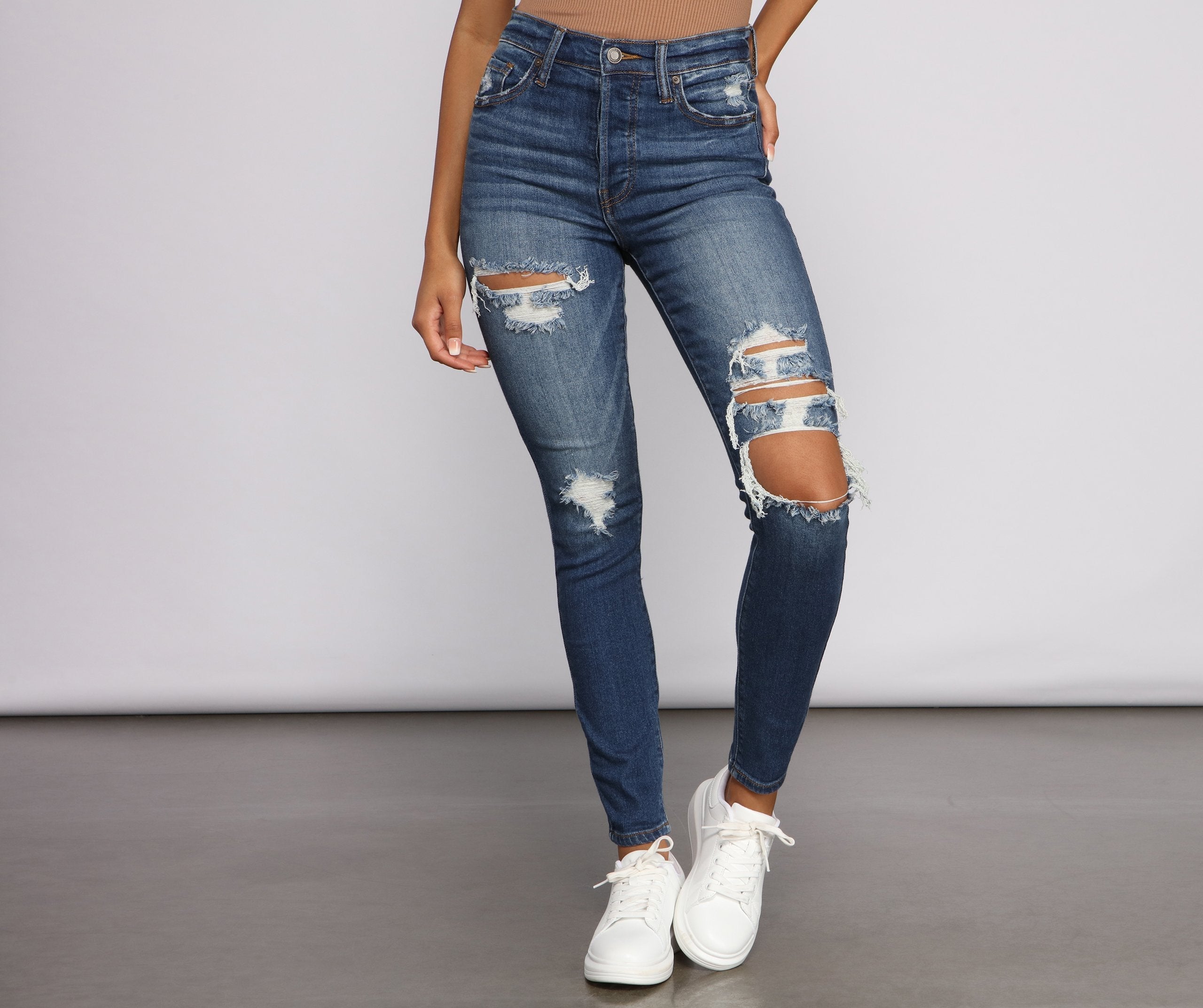 Bella High Rise Destructed Skinny Jeans