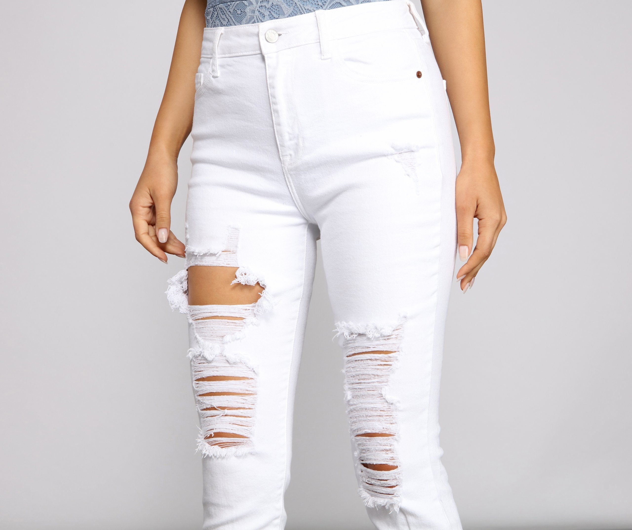 High-Rise Destructed Skinny Ankle Jeans