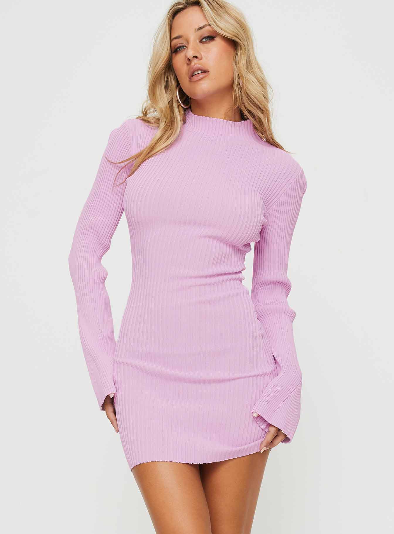 Bellimo Long Sleeve Mini Dress Pink