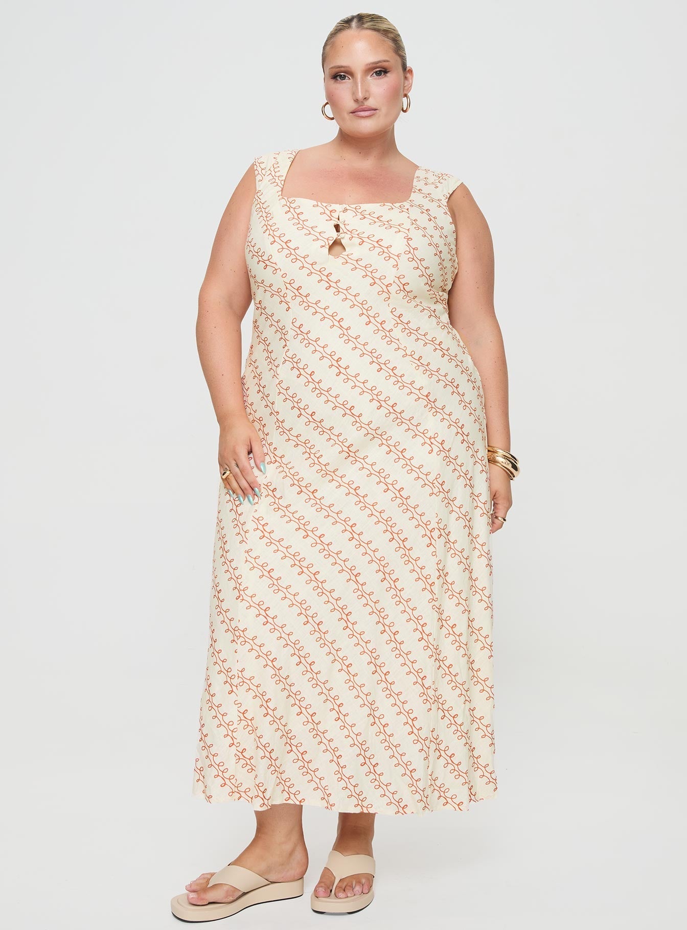 Chosen Girl Linen Blend Maxi Dress Multi Curve