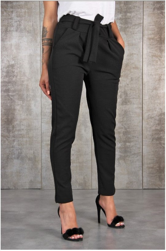 High Waist Paperbag Skinny Dress Pants