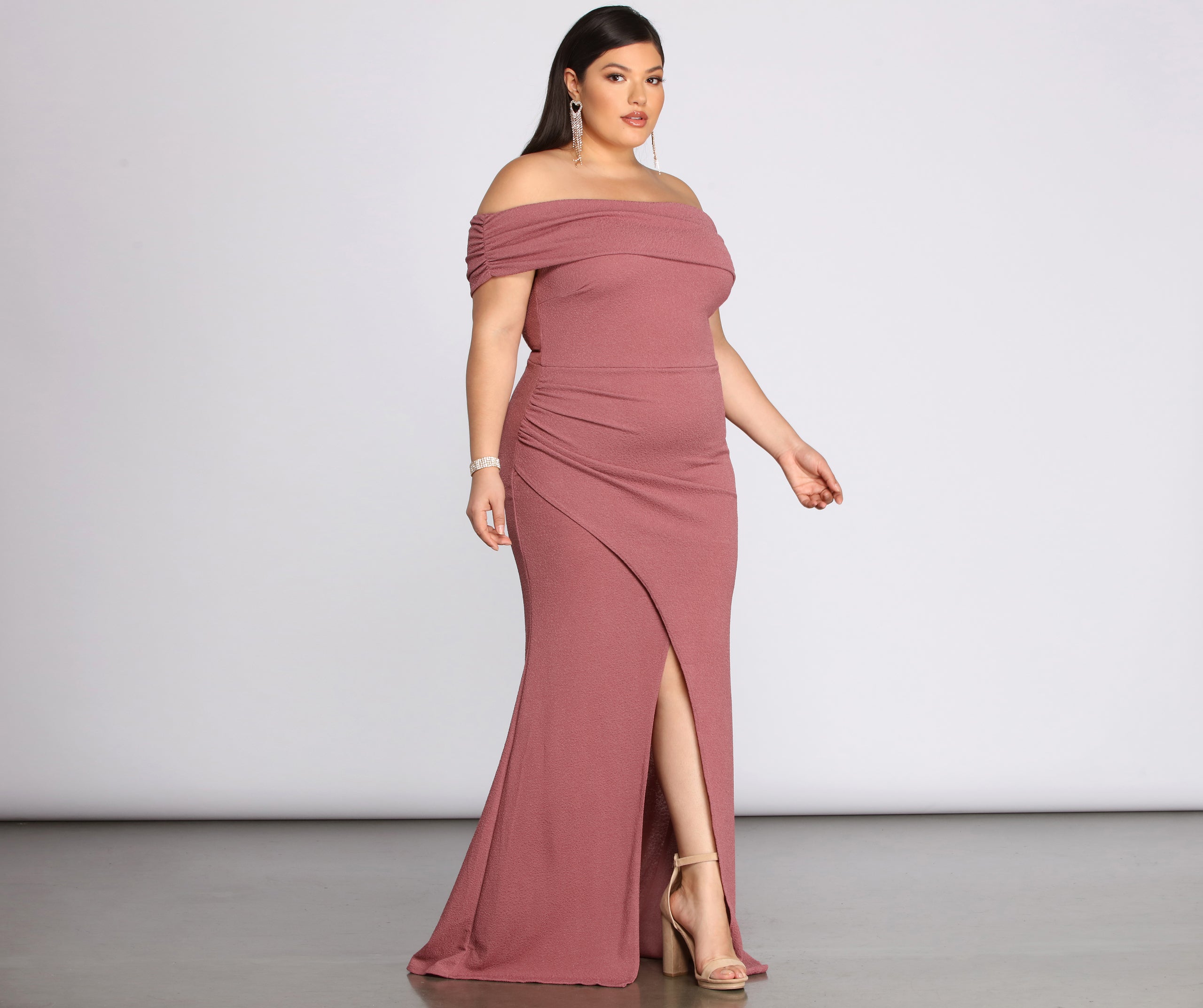 Plus Monica Formal Wrap Ruched Dress