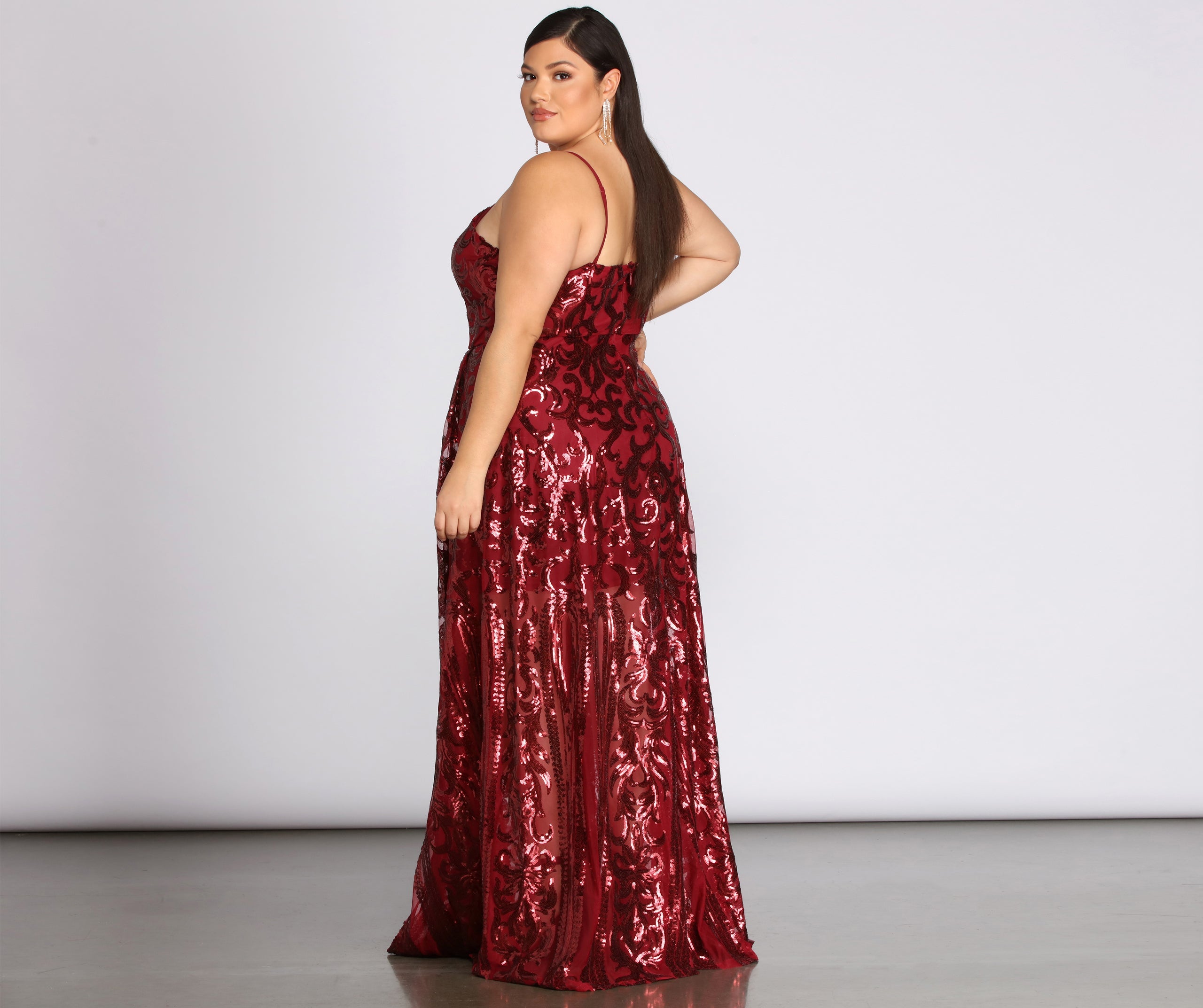 Plus Juliet Formal Sequin Scroll Dress