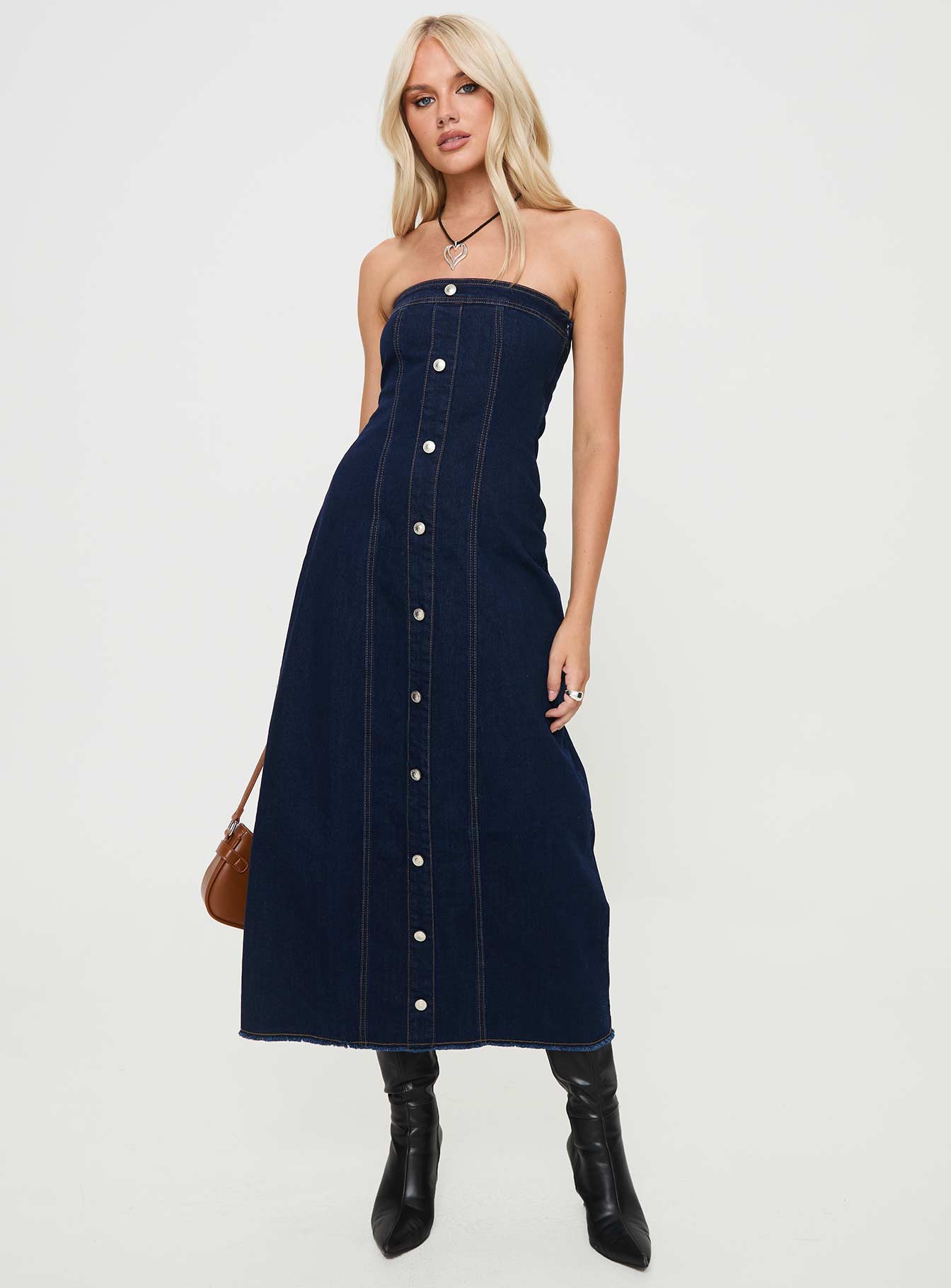 Stoltz Denim Midi Dress Blue