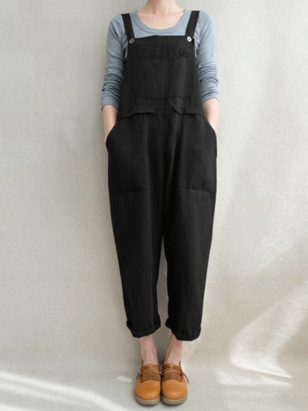 Fashion Pocket Suspenders Jumpsuit