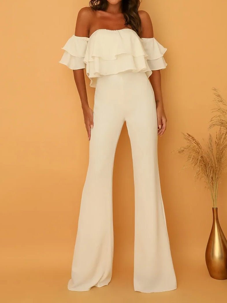 One Word Collar Ruffled Solid Jumpsuit