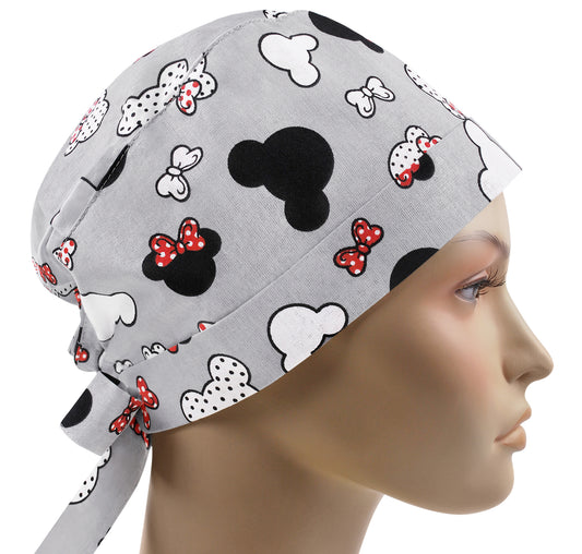 Women's Louisville Cardinals Pixie Surgical Scrub Hat, Fold Up Brim,  Adjustable, Handmade - Crazy Caps Scrub Hats