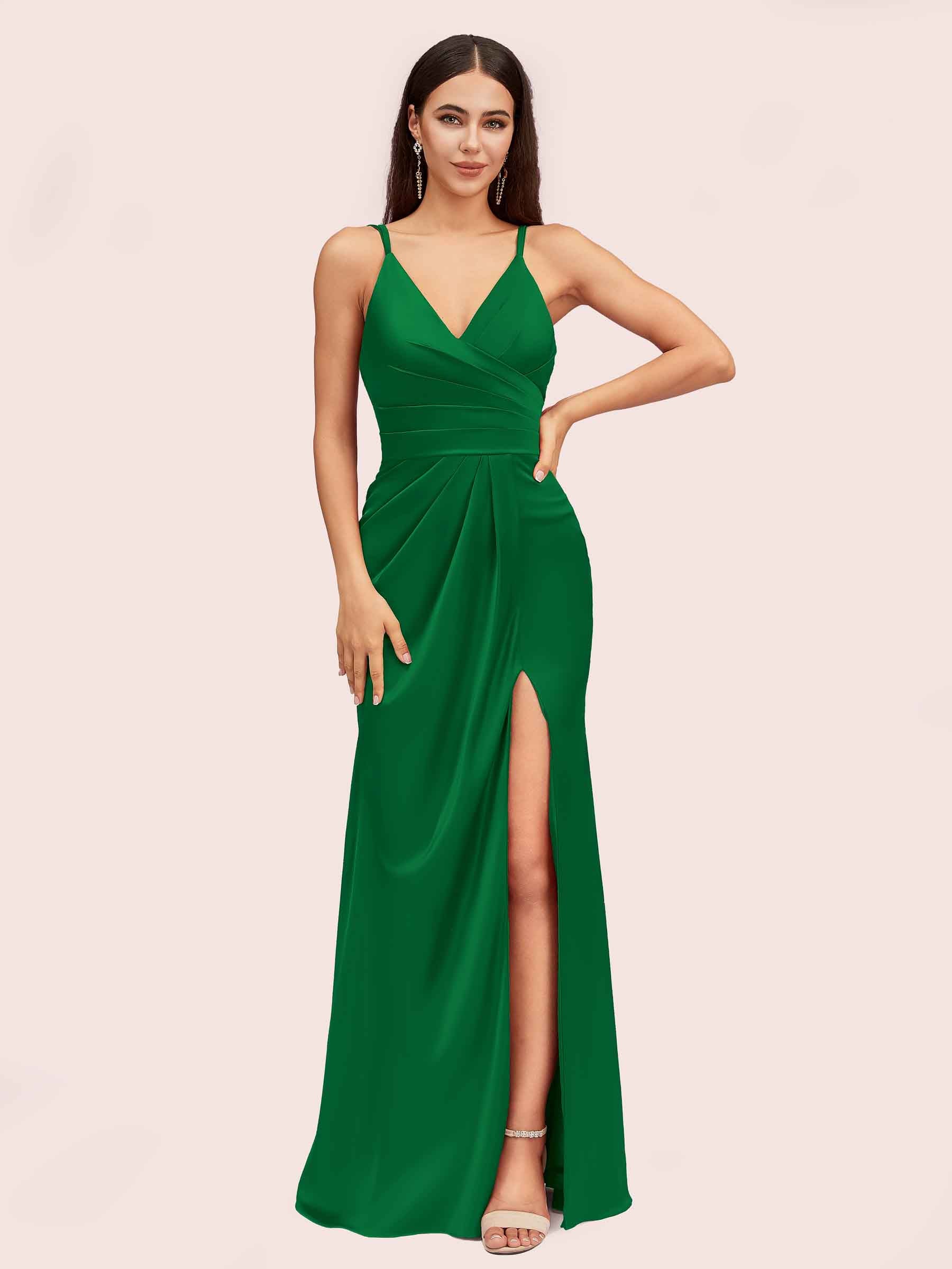 Green Satin Bridesmaid Dresses 7 Days Money Back Guarantee Cetims 8774
