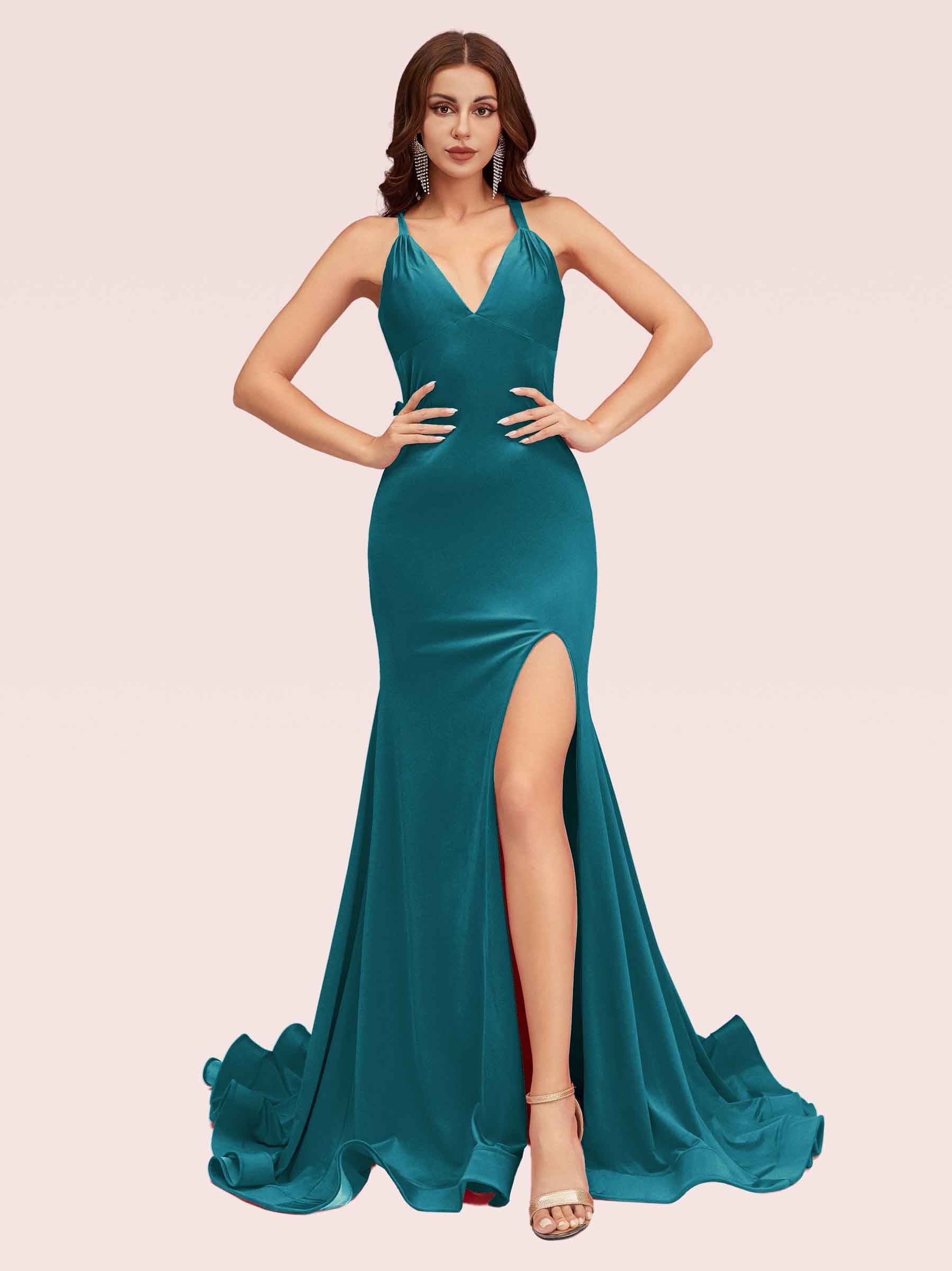 Graceful Teal Jersey Bridesmaid Dresses In 2023 Cetims 8416