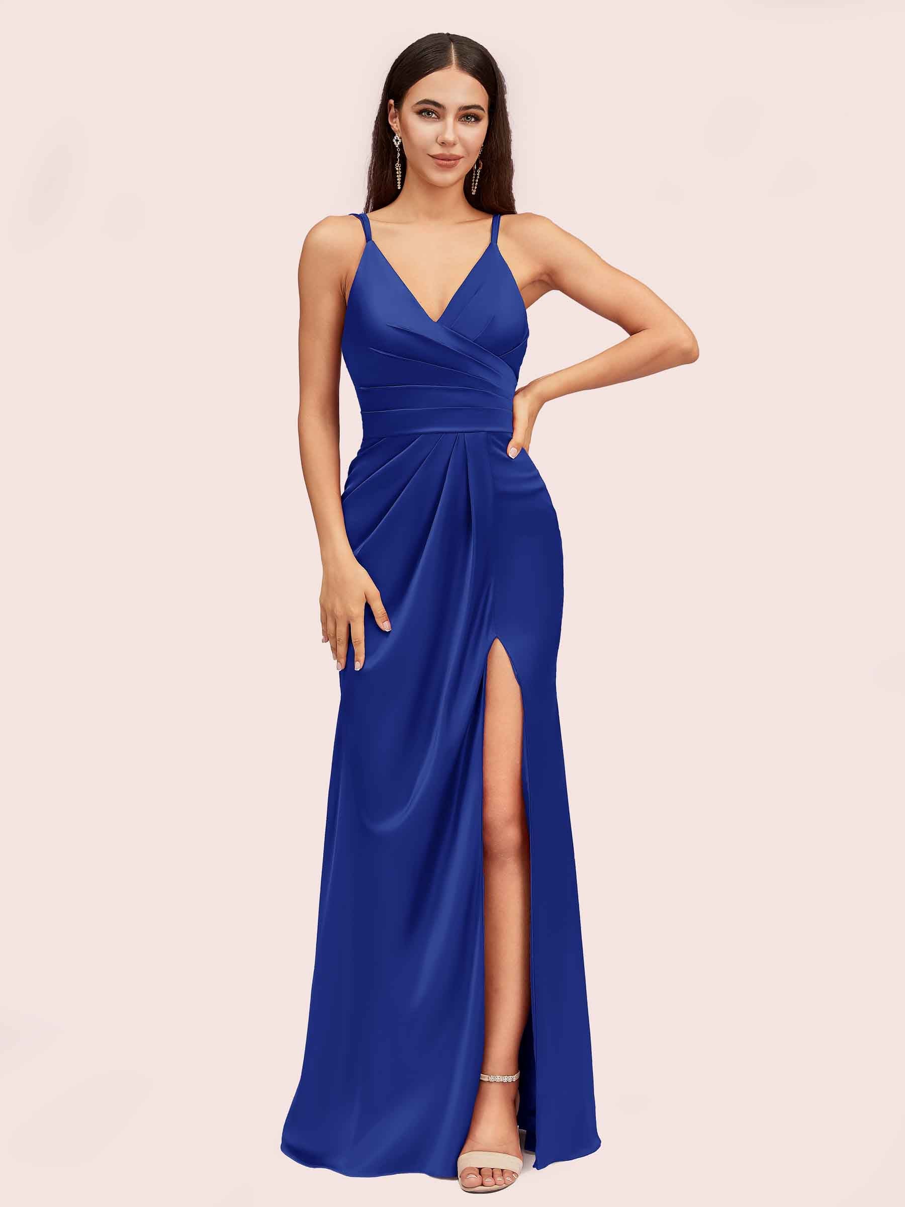 Royal Blue Satin Bridesmaid Dresses Of All Size | Cetims