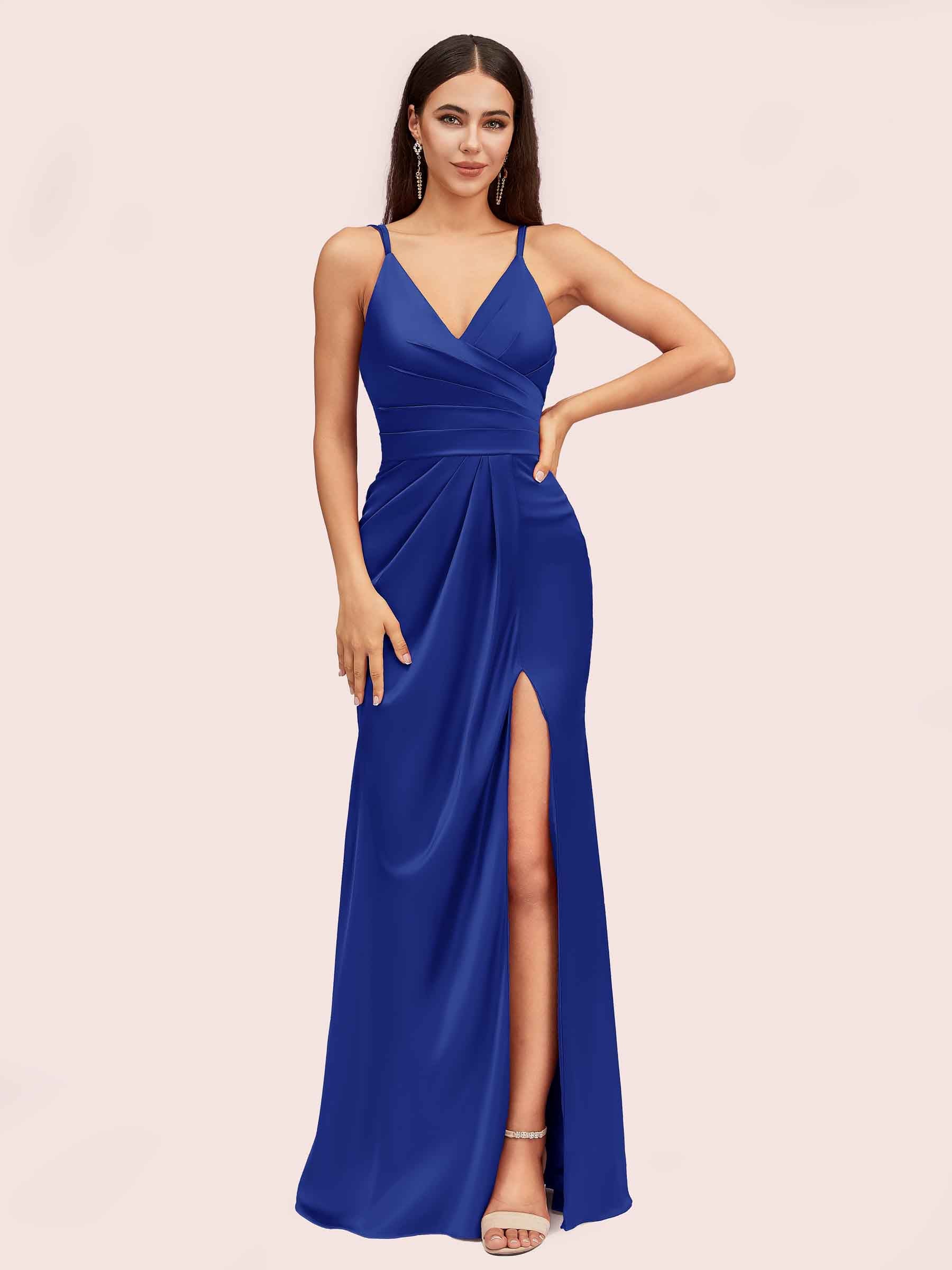 Royal Blue Satin Bridesmaid Dresses Of All Size Cetims 0030