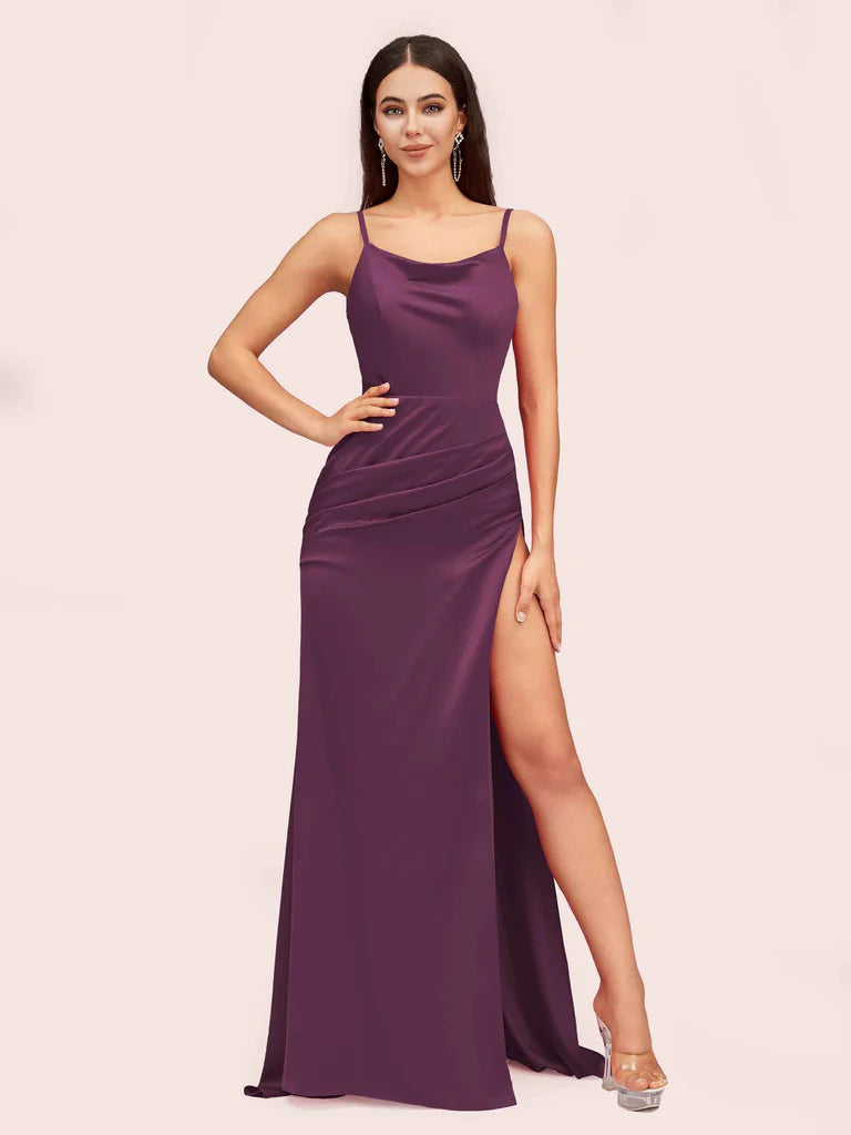 Grape Satin Prom Dresses (Free Custom Size) - Cetims