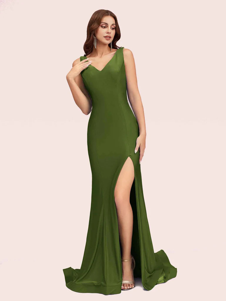2023 Olive Green Velvet And Jersey Prom Dresses Cetims 6778