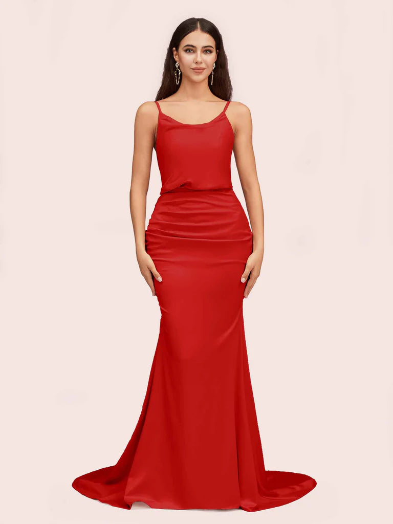 Romantic Red Prom Dresses Velvet, Satin & Jersey Cetims