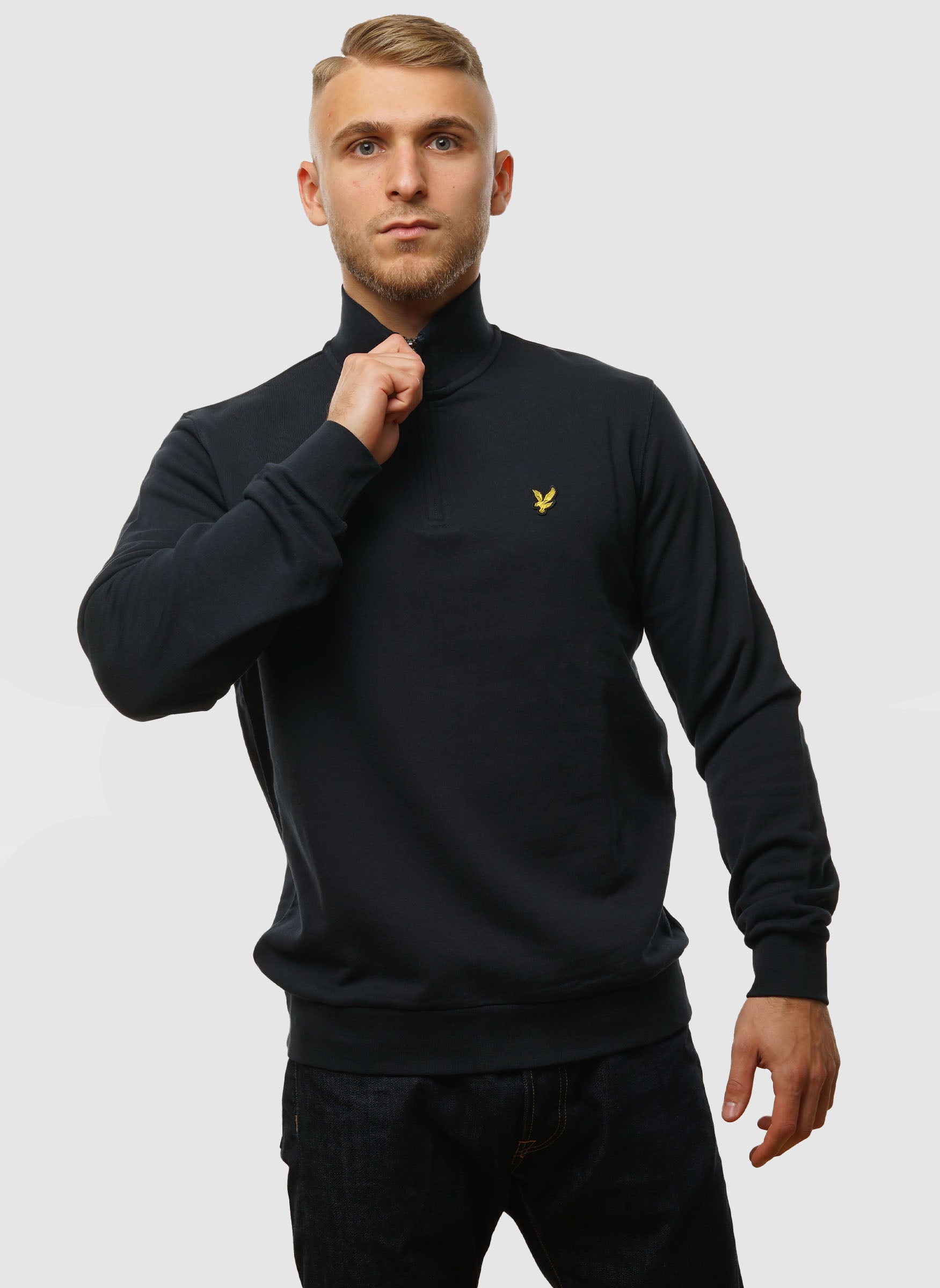 Loopback 1/4 Zip Sweatshirt - Dark Navy - The Smart Dresser product image