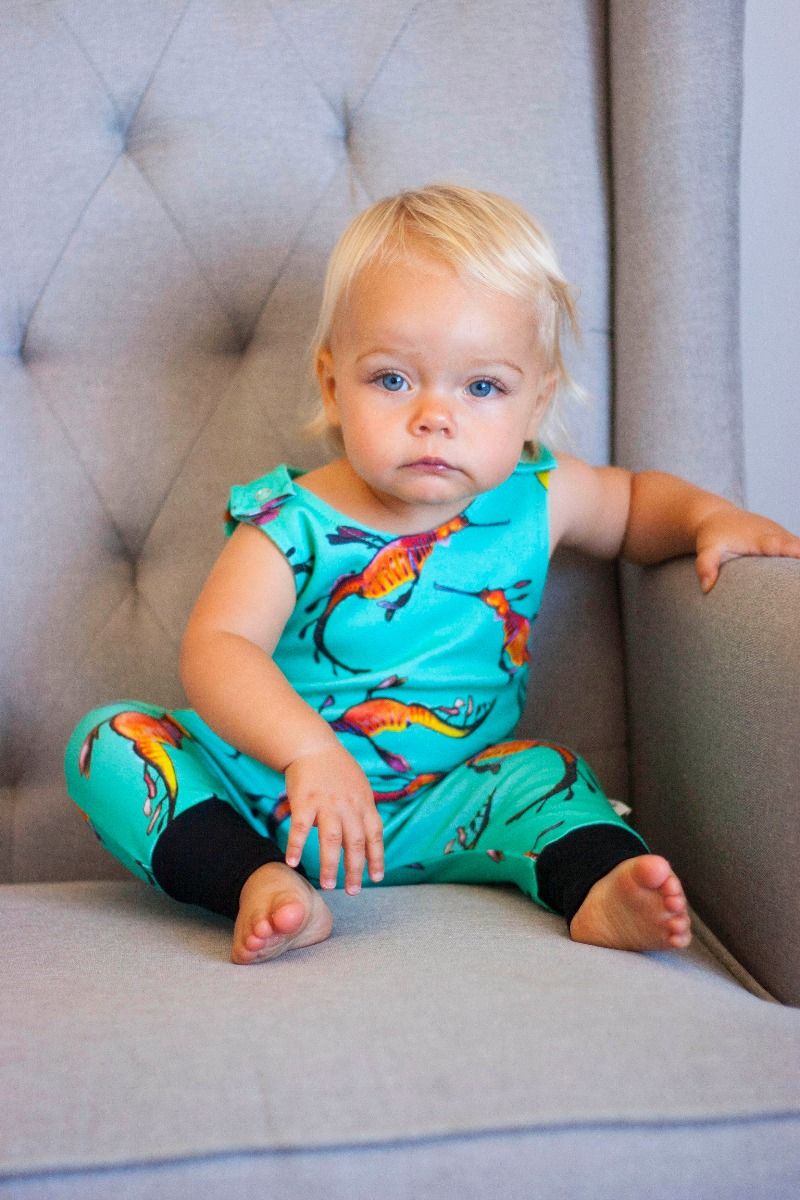 Organic Cotton Rompers | Weedy Sea Dragon | Made in Australia