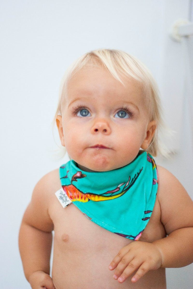 Organic bandana bibs | Weedy Sea Dragon | 0 - 2 yrs