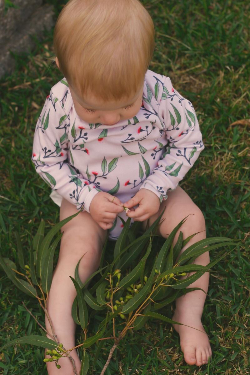 Organic baby One-piece | Long Sleeve Bodysuit | Gum Blossoms