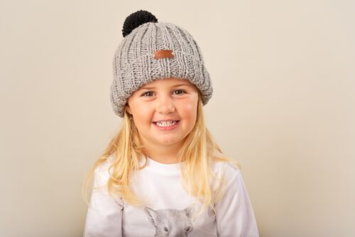 Grey Black Pom | Australian Merino Beanie | Hand Made