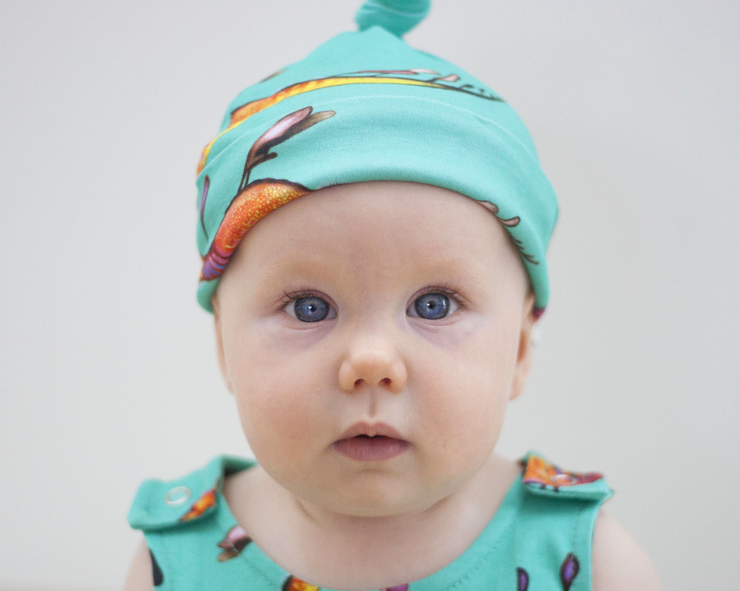 Organic baby knot hats | Weedy Sea Dragon Knot hat | 0 - 5months