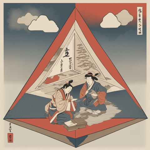 Ukiyo-e cognitive biases for strategy of business for consultants and entrepreneurs with tetrahedron