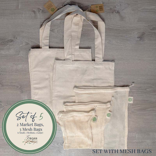 Organic Cotton Mart Muslin Reusable Bags - 3 Pack - Local Foods - Delivered by Mercato