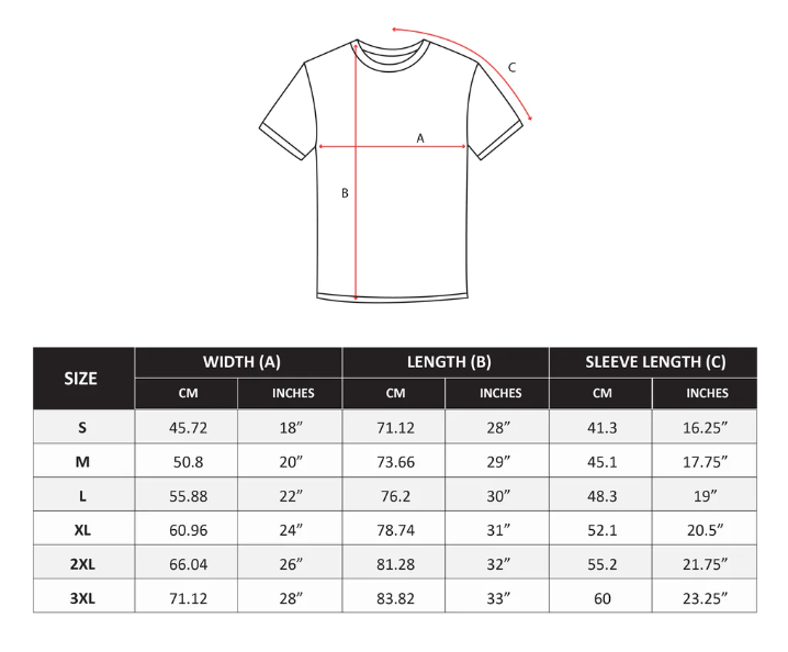 T Shirt Size Guide