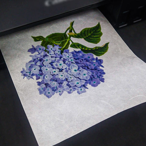 ๊White Unryu Paper with Flower Digital Print