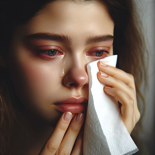 A crying young woman