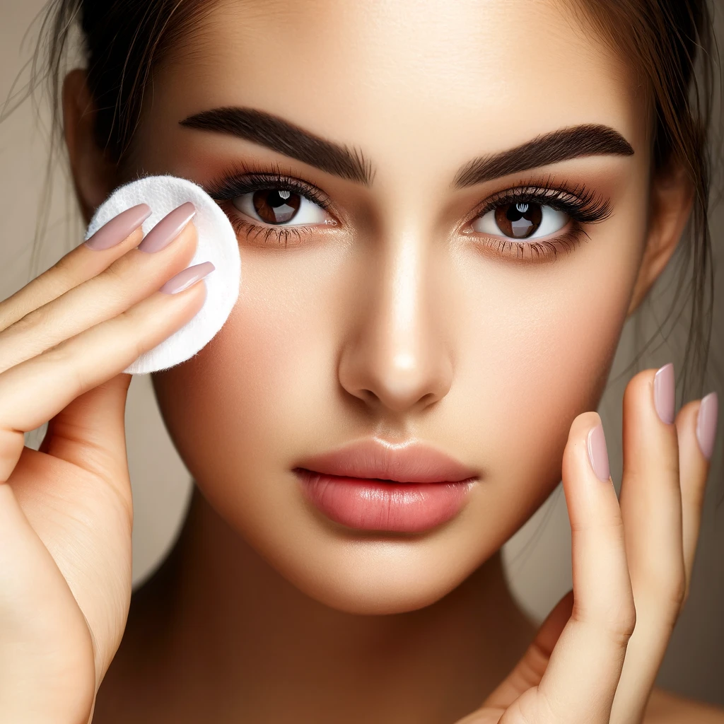 a young woman doing final touches on her laminated brows