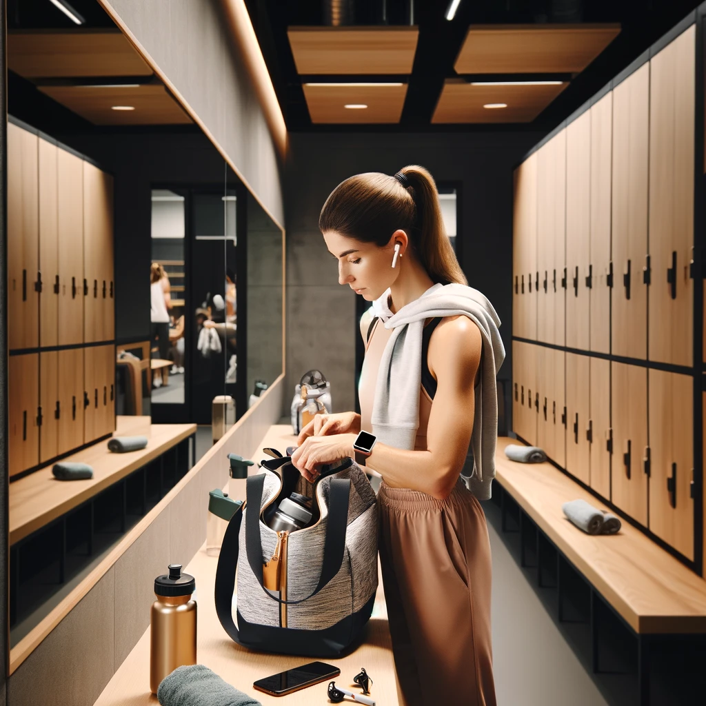 a young woman getting ready to workout