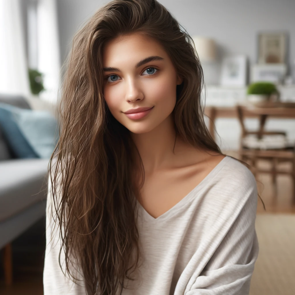 a young woman with wet hair