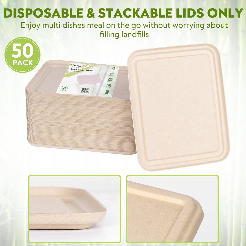 Enviro Safe Home - Disposable & Compostable Bamboo Meal Prep Container 34oz  (1000ml) - 50 Pack
