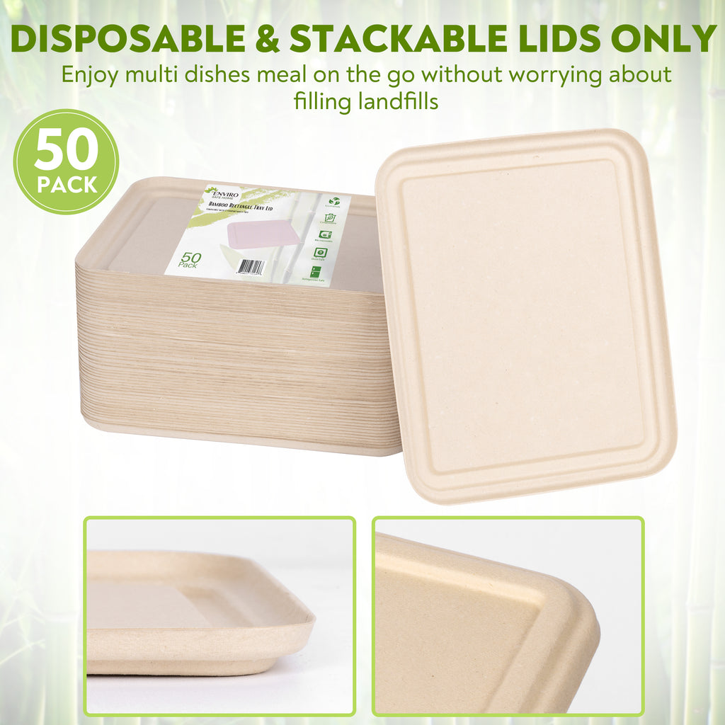 Raj Eco To Go Containers Compostable Clamshell Disposable, [8x8 50-Pack]  Take out Box With Hinged Lids, Meal-Prep, Eco Friendly, Biodegradable, food