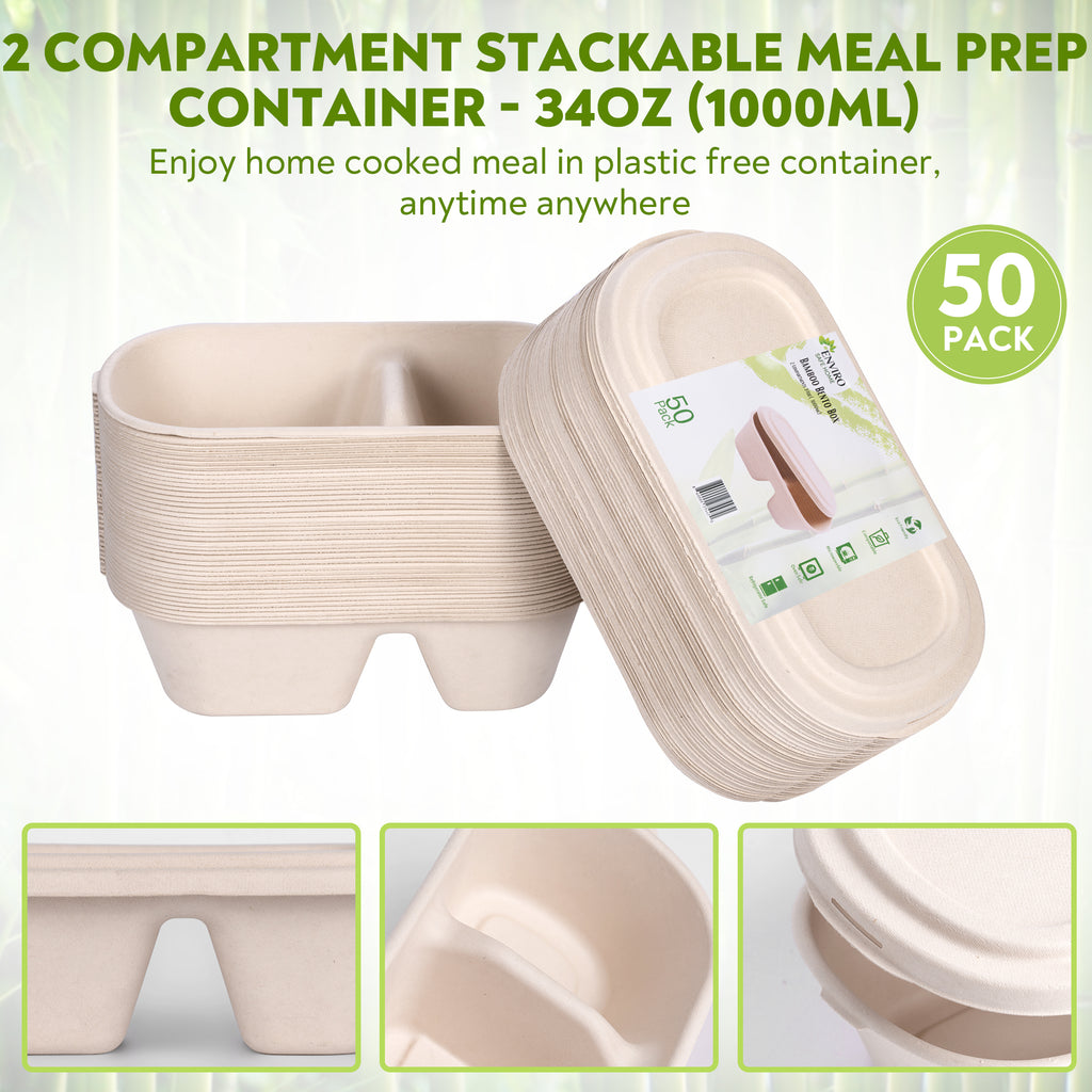 Bonnielou 100% Compostable Paper Disposable Food Container (Set of 200) Prep & Savour