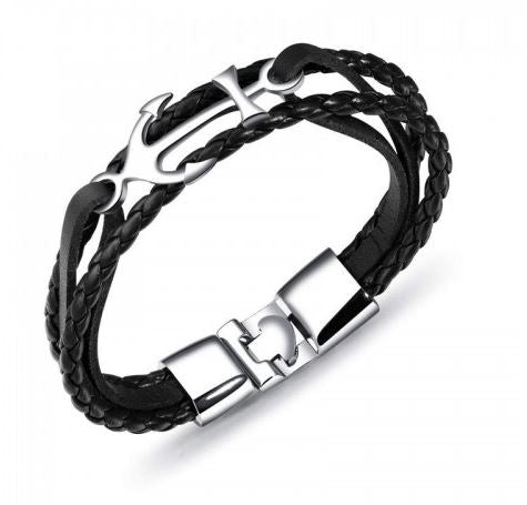Buy Elegant Anchor Bracelet Stainless Genuine Leather at Amazonin