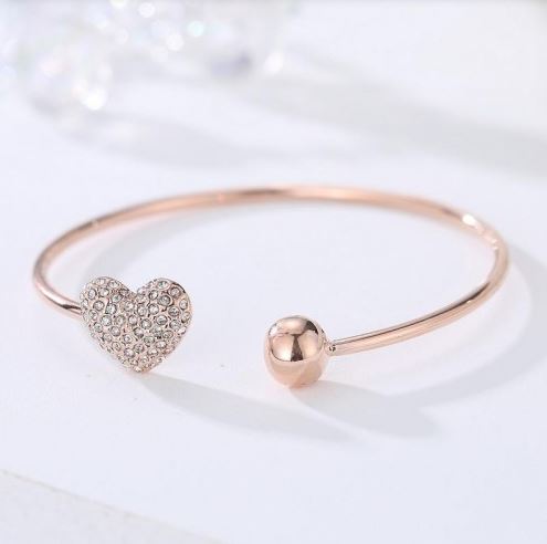 18k Rose Gold Over Silver 16 Carat TW Diamond Heart Bracelet
