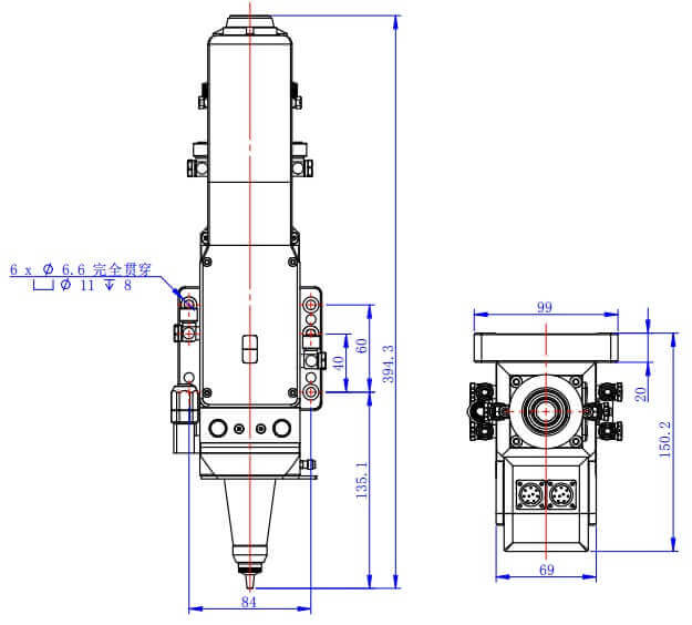 Sky Fire Laser Cutting Head-WSX-NC30C-3kW dimension