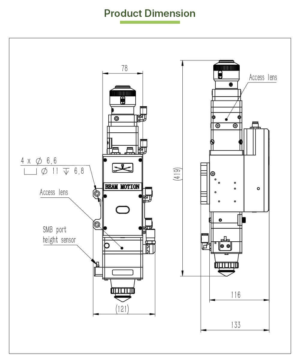 Sky Fire Laser Raytools-BM110 dimension