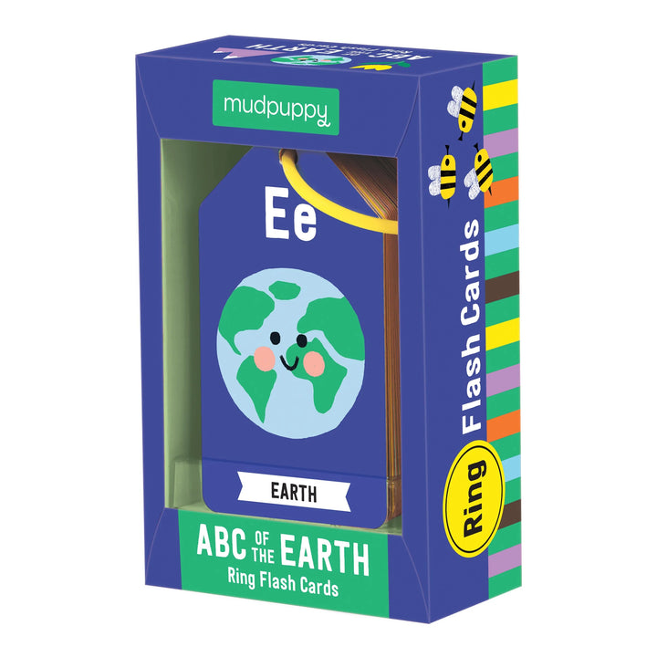 ABC of the Earth Ring Flash Cards from Mudpuppy teaches children the letters of the alphabet with fun and colourful eco-friendly illustrations.